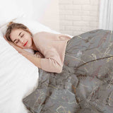 Therapiedekens beddengoedset grijs met gouden planten