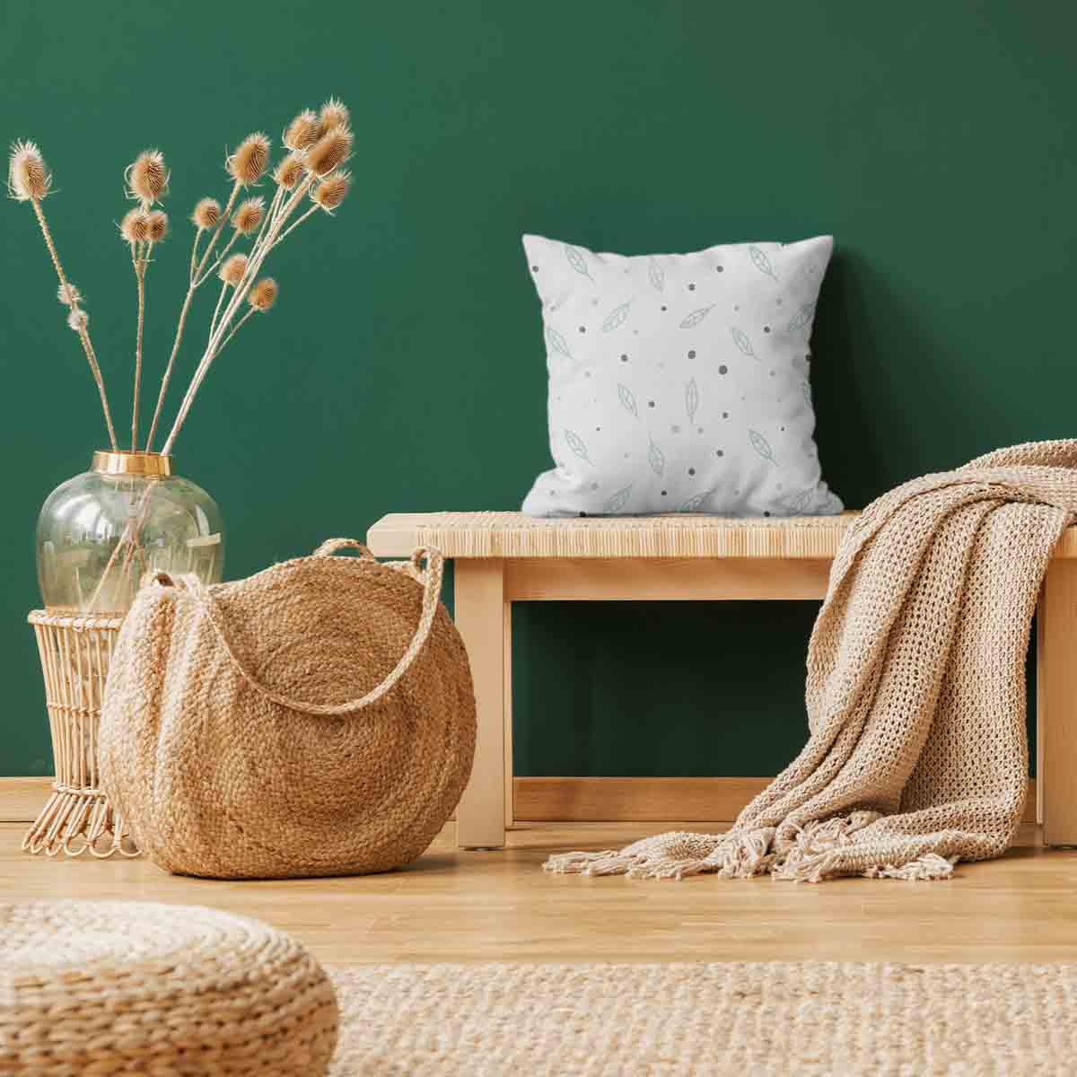 Gezondheidskussen wit met veren en stippen