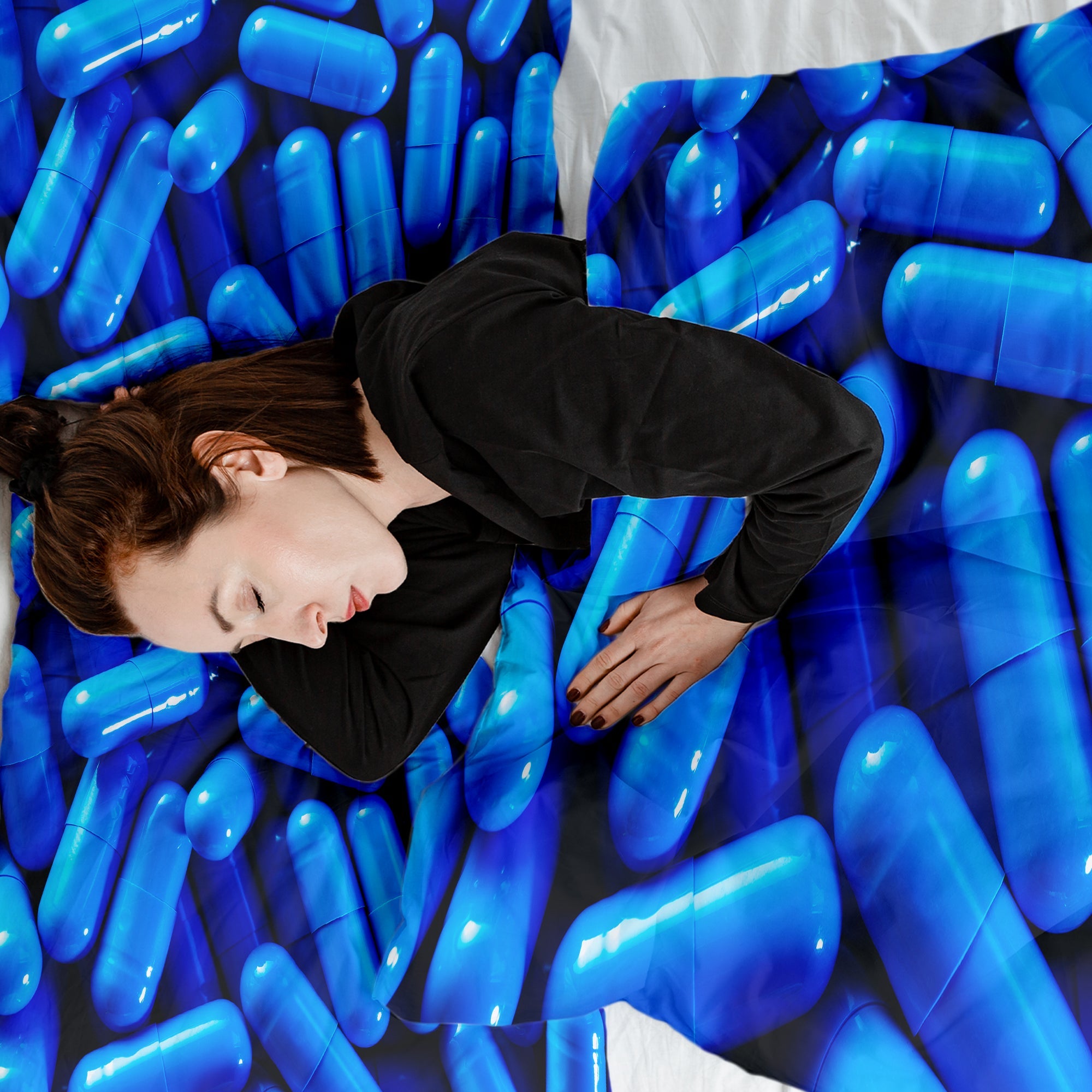 Originele therapiedeken - katoenen hoes blauw tabletten