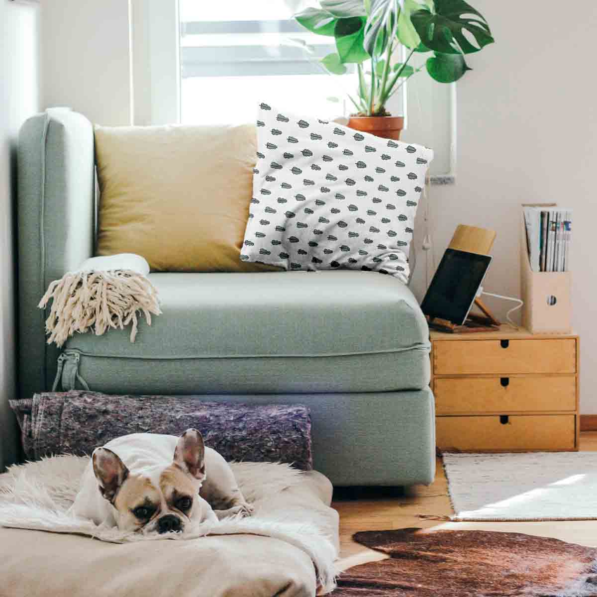 Gezondheidskussen wit met boompjes