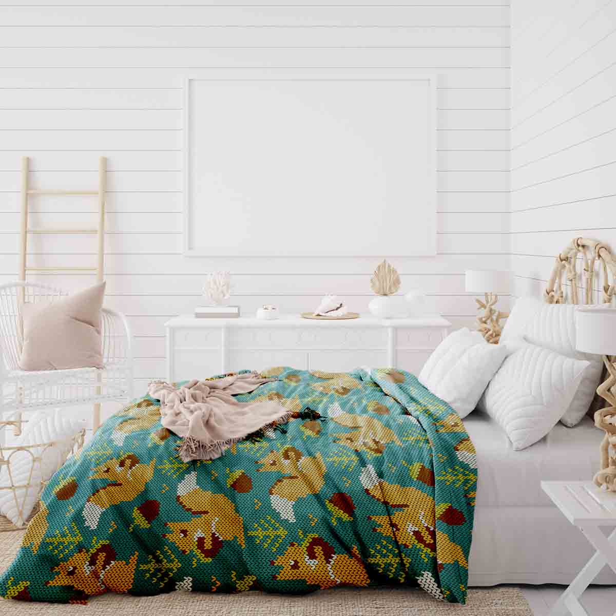 Therapiedekens beddengoed set groen met eekhoorn