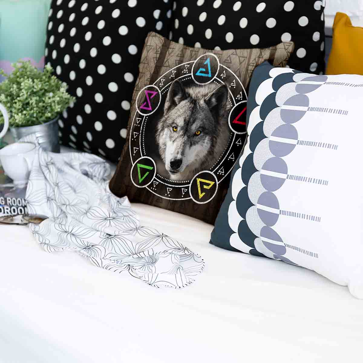 Gesundheitskissen Braun mit Wolf