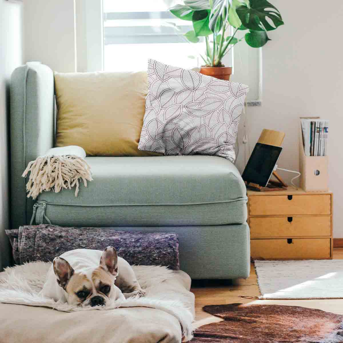 Gesundheitskissen mit grauen Palmblättern