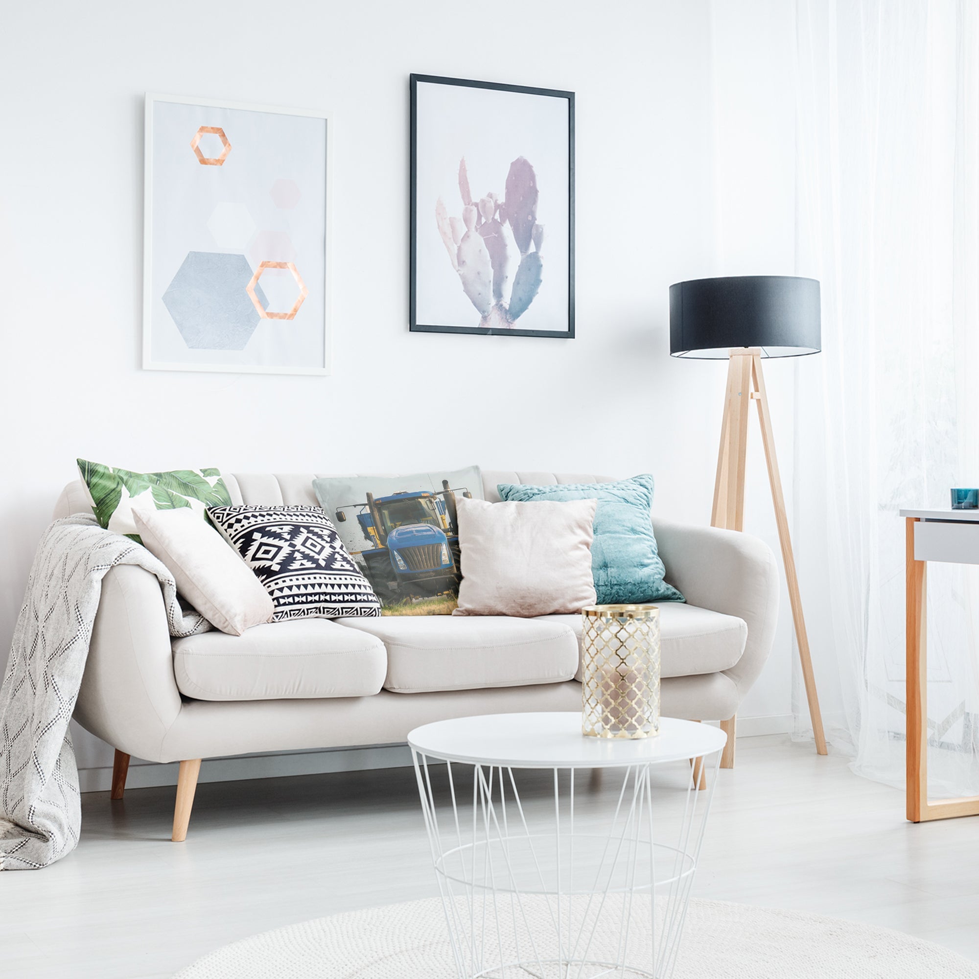 Gezondheidskussen tractor in blauw