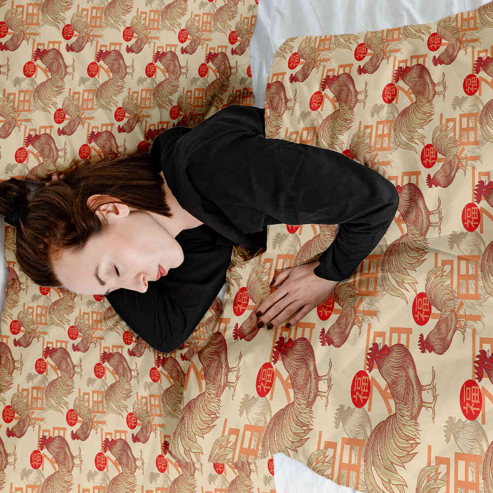 Original Therapiedecke - Baumwoll Bettwäsche Set chinesischer Hahn