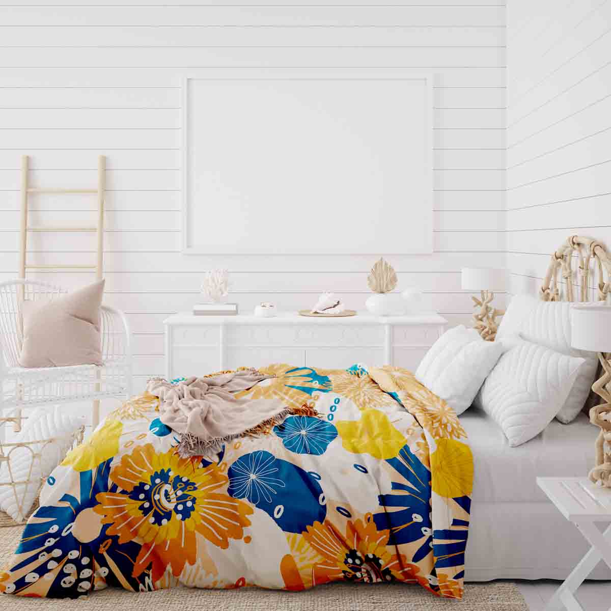 Original Therapiedecke - Baumwoll Bettwäsche Set mit Gerbera Blumen