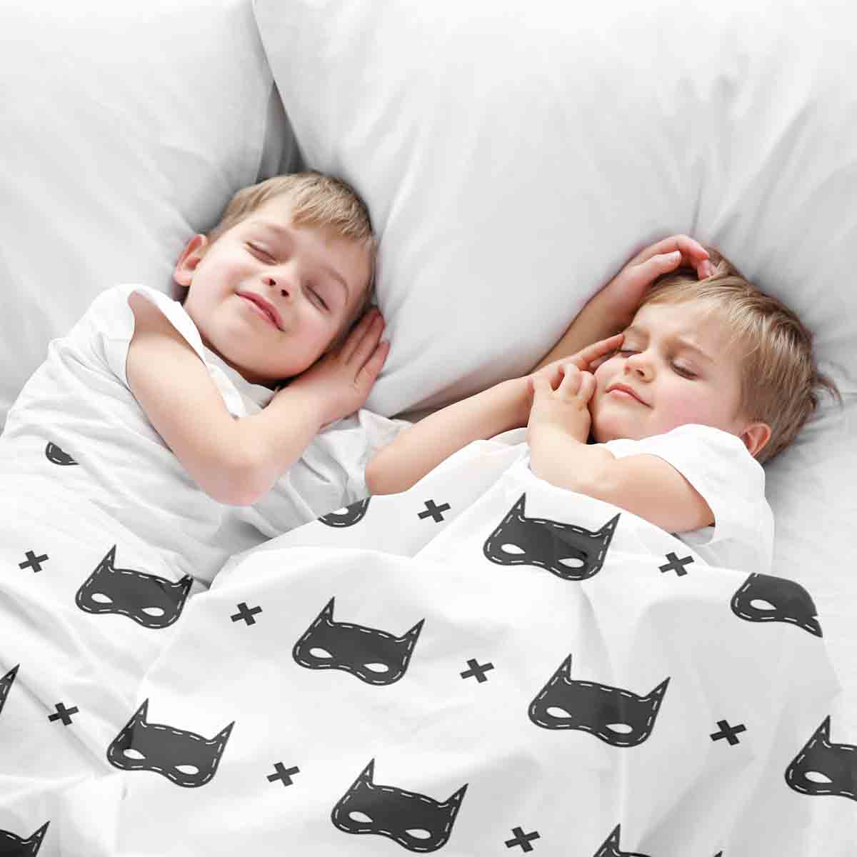 Therapiedekens beddengoed set wit met kattenmasker