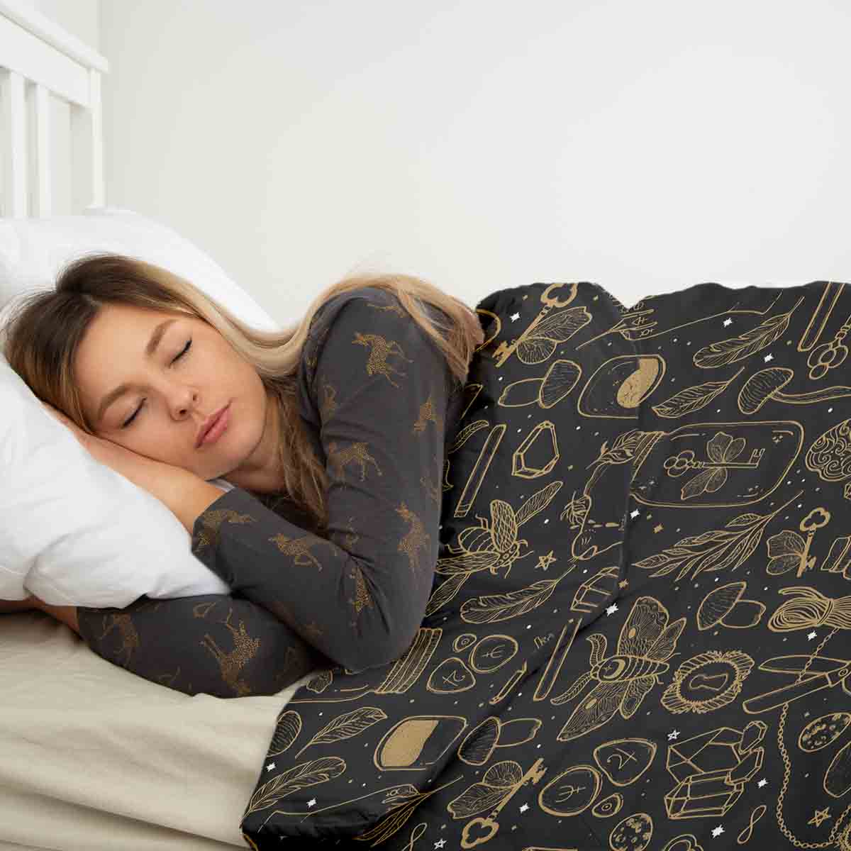 Original Therapiedecke - Baumwoll Bettwäsche Set Schwarz Zauber