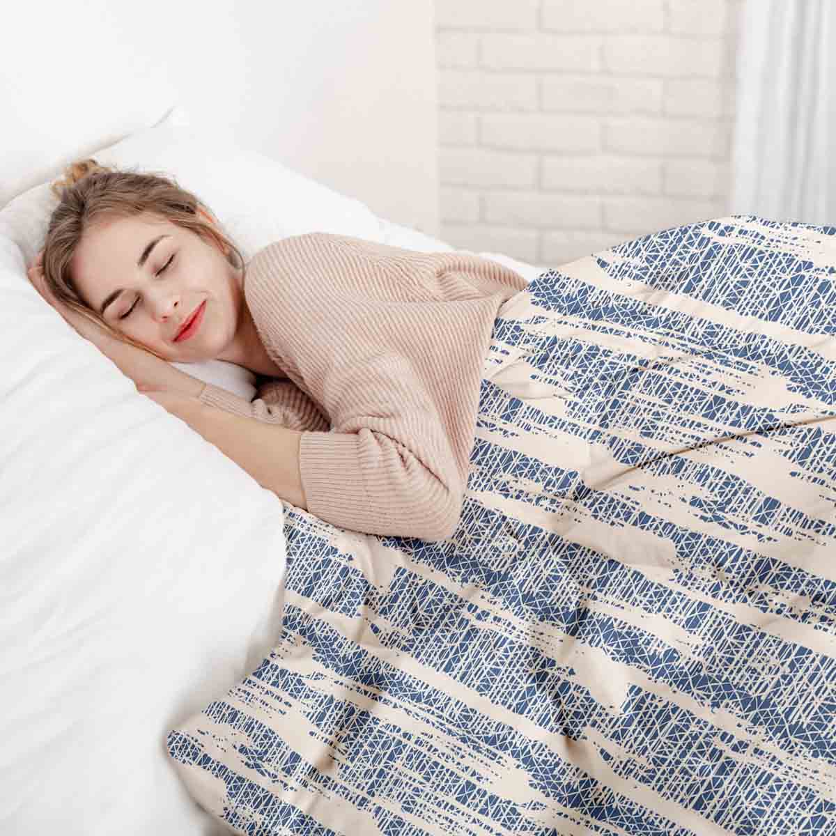 Therapiedekens beddengoedset met blauw patroon