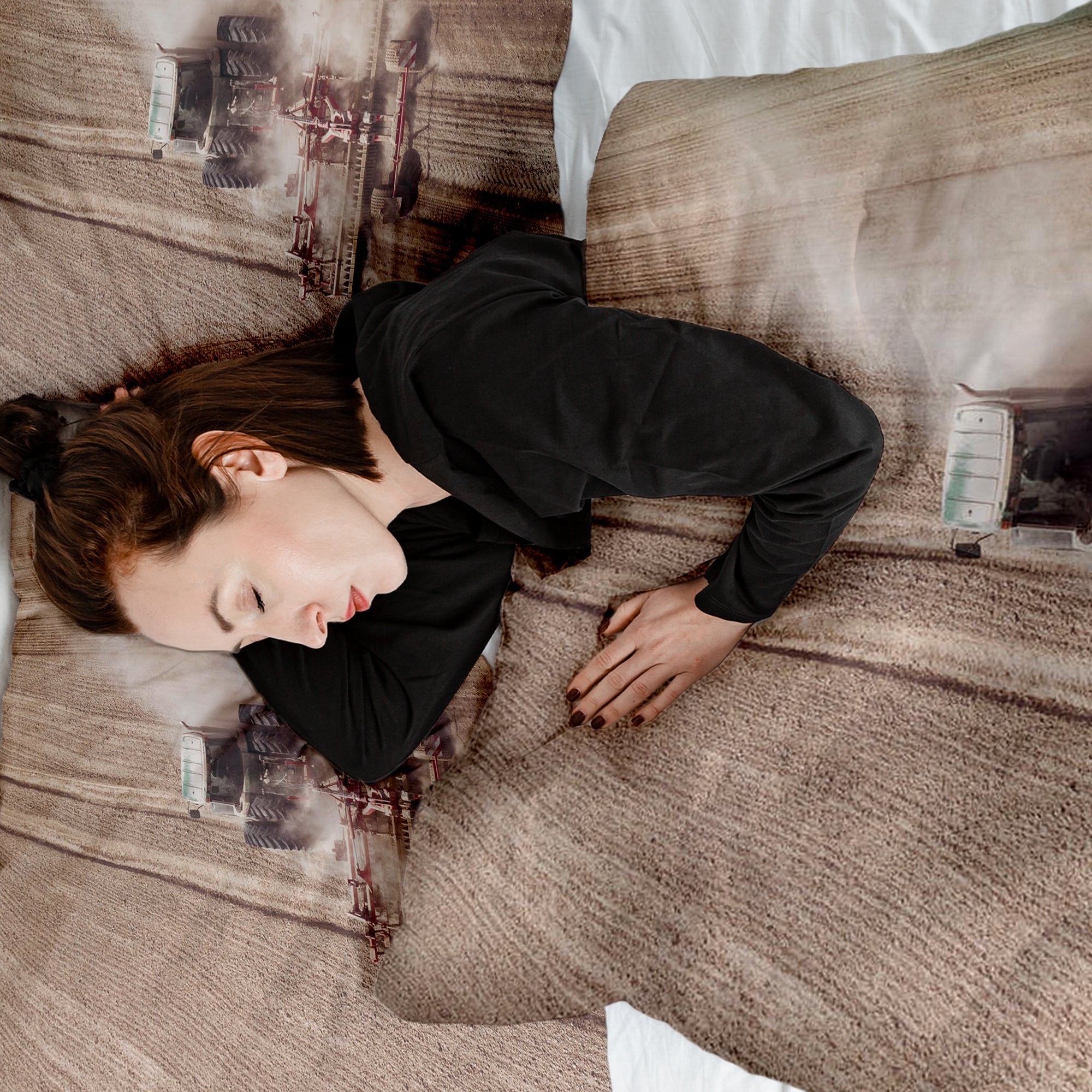 Original Therapiedecke - Baumwoll Bettwäsche Set Traktor im Staub