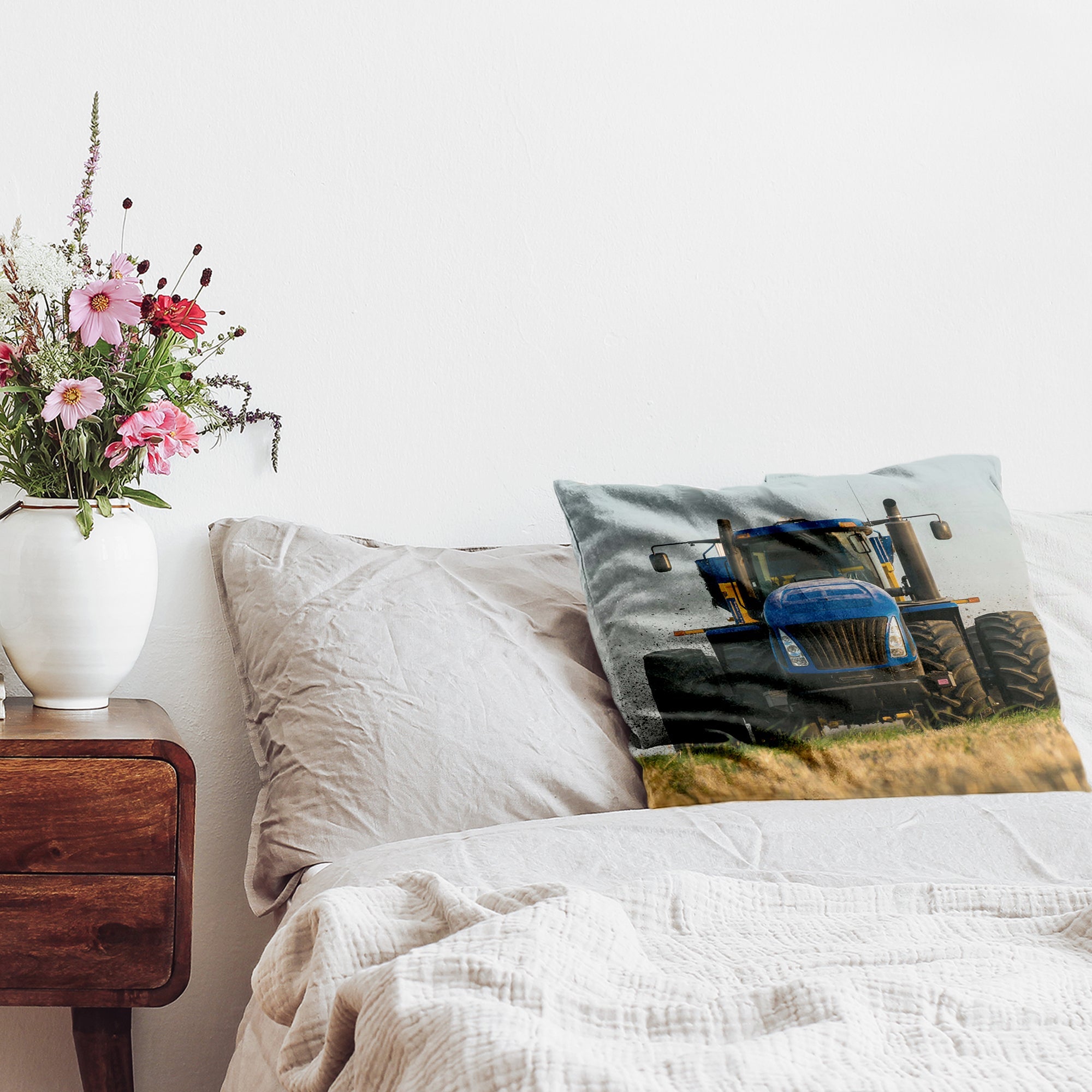 Gezondheidskussen tractor in blauw