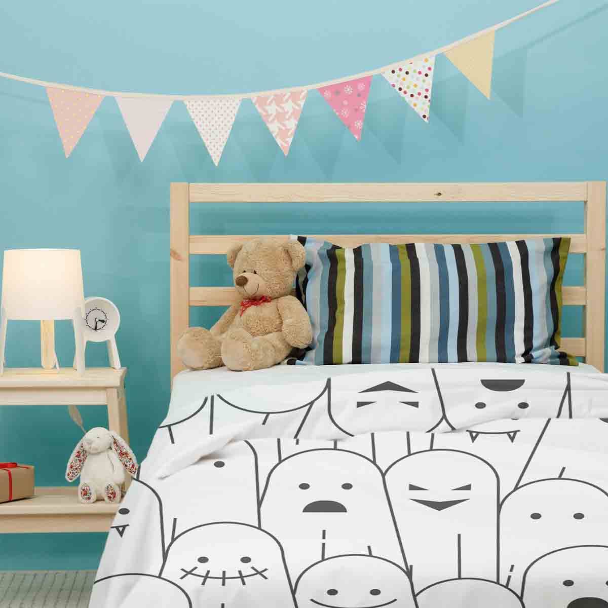 Therapiedekens beddengoed set wit met grappige spoken