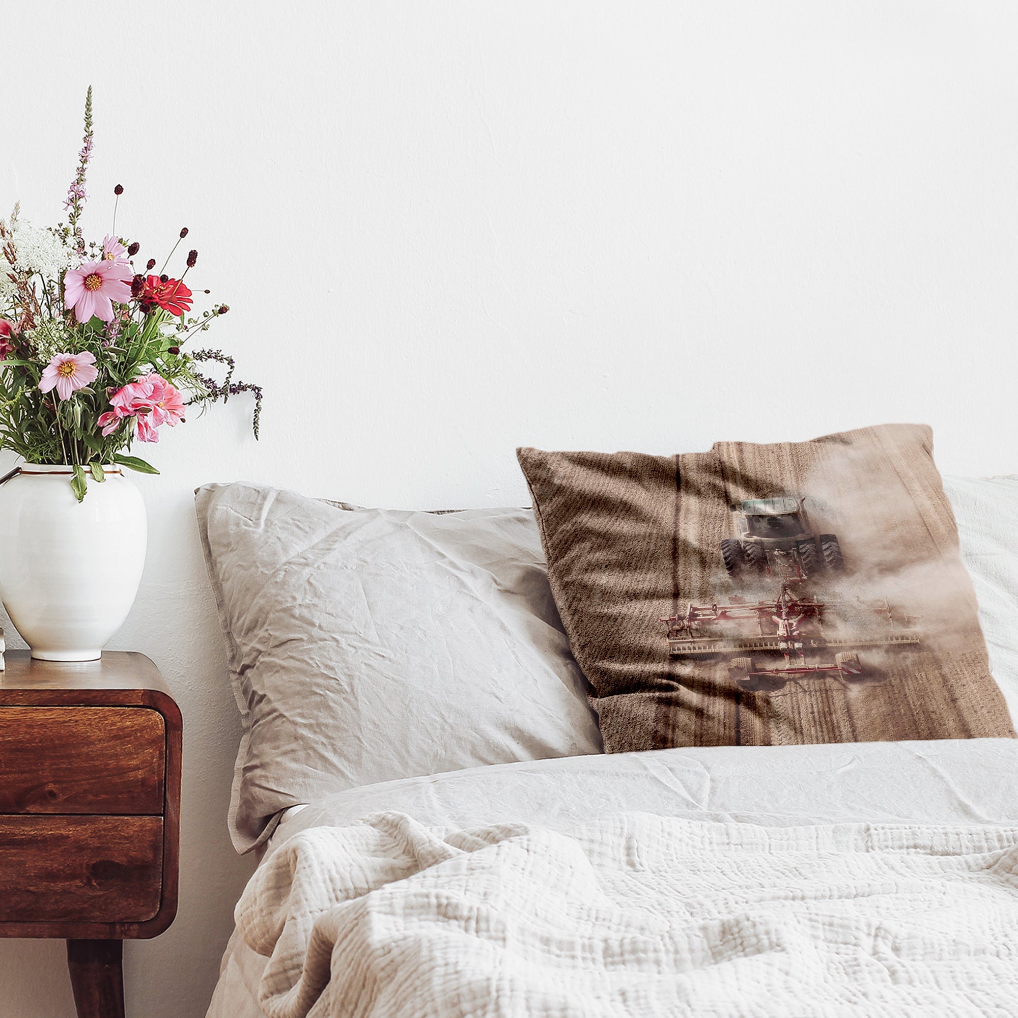 Gezondheidskussen tractor in het stof