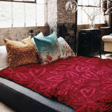 Therapiedecken beddengoed set rood met roze hartmotief