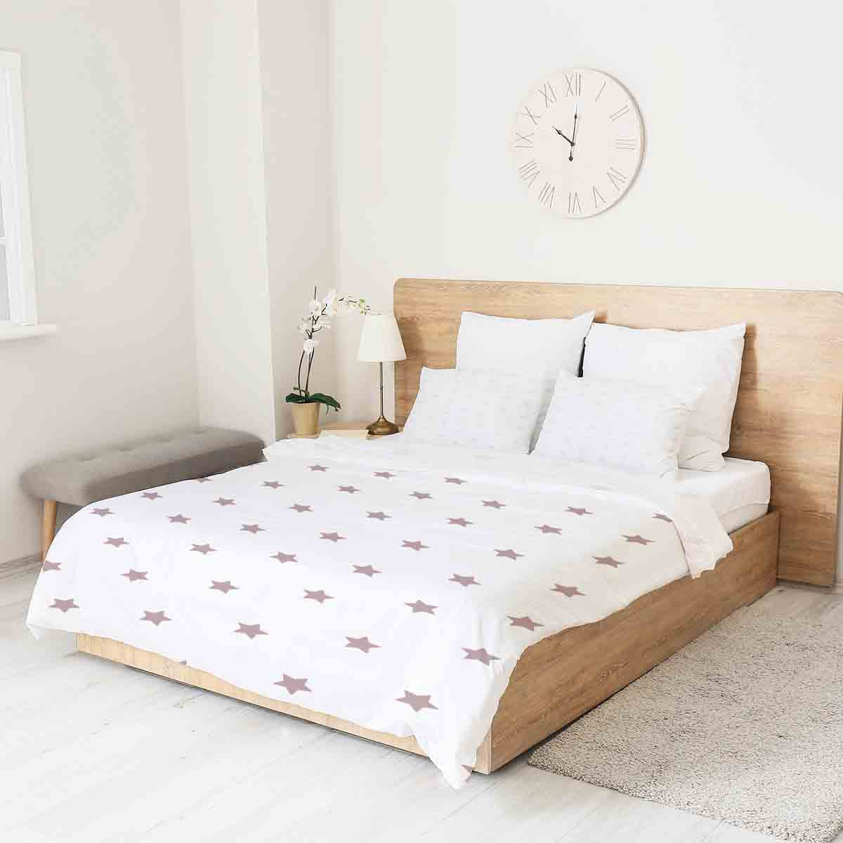 Original Therapiedecke - Baumwollbezug Weiß mit rosa Sternen