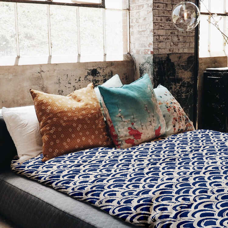 Original Therapiedecke - Baumwollbezug blaues Wellenmuster