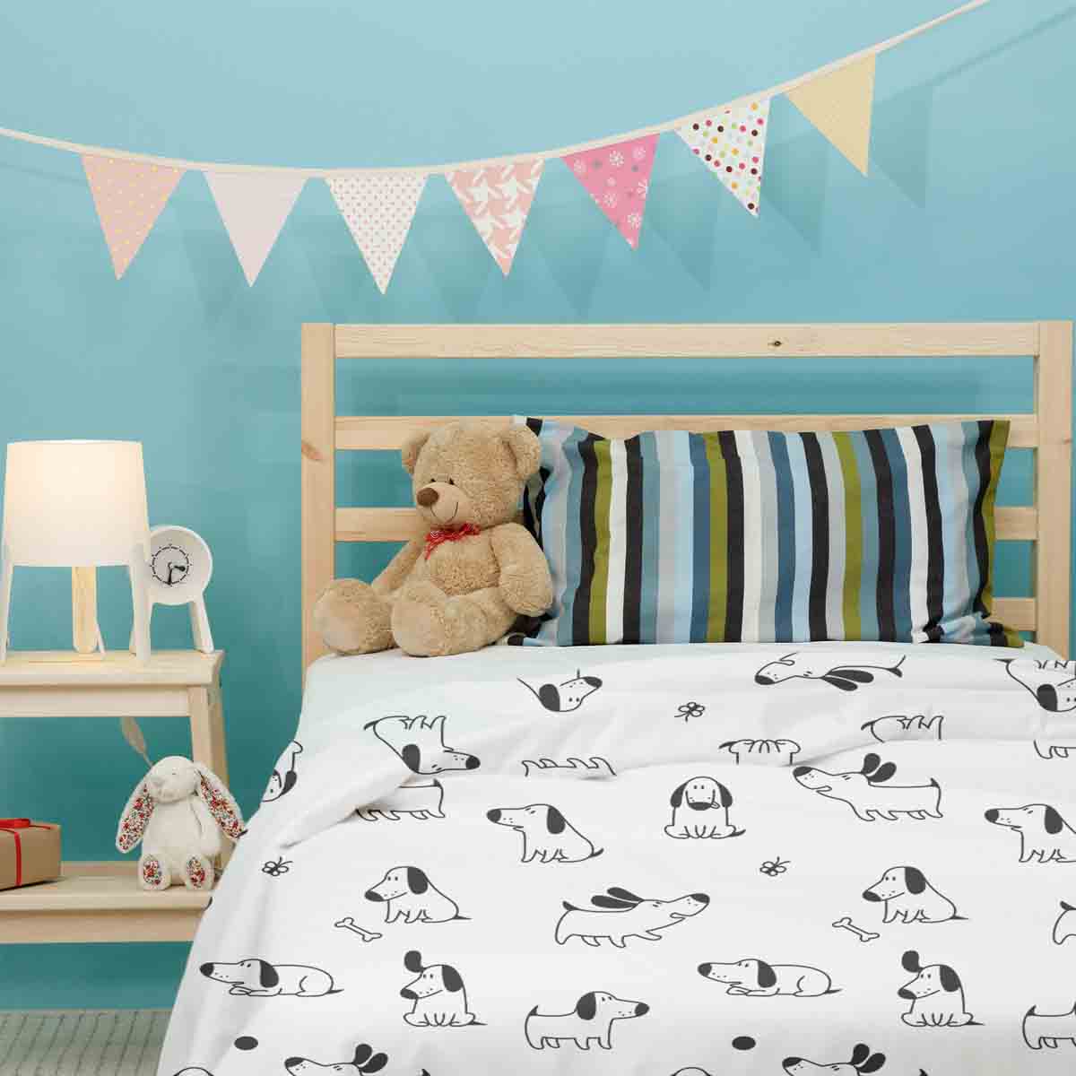 Original Therapiedecke - Baumwollbezug Weiß mit Hunden