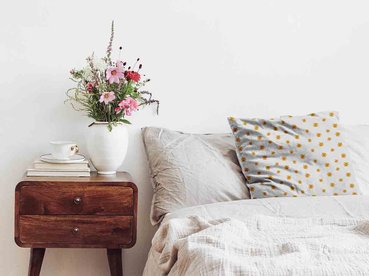 Gezondheidskussen gele bloemen