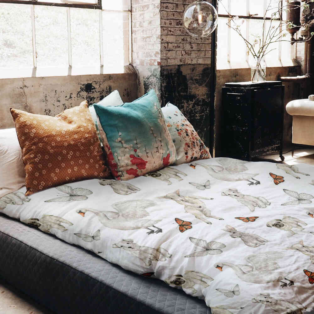 Original Therapiedecke - Baumwoll Bettwäsche Set Weiß süße Tiere