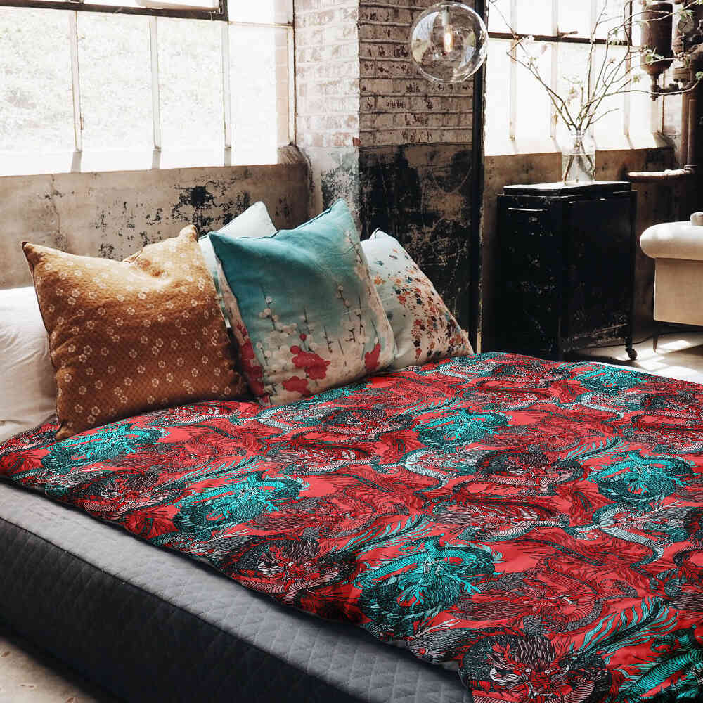 Original Therapiedecke - Baumwoll Bettwäsche Set Abstrakt Rot