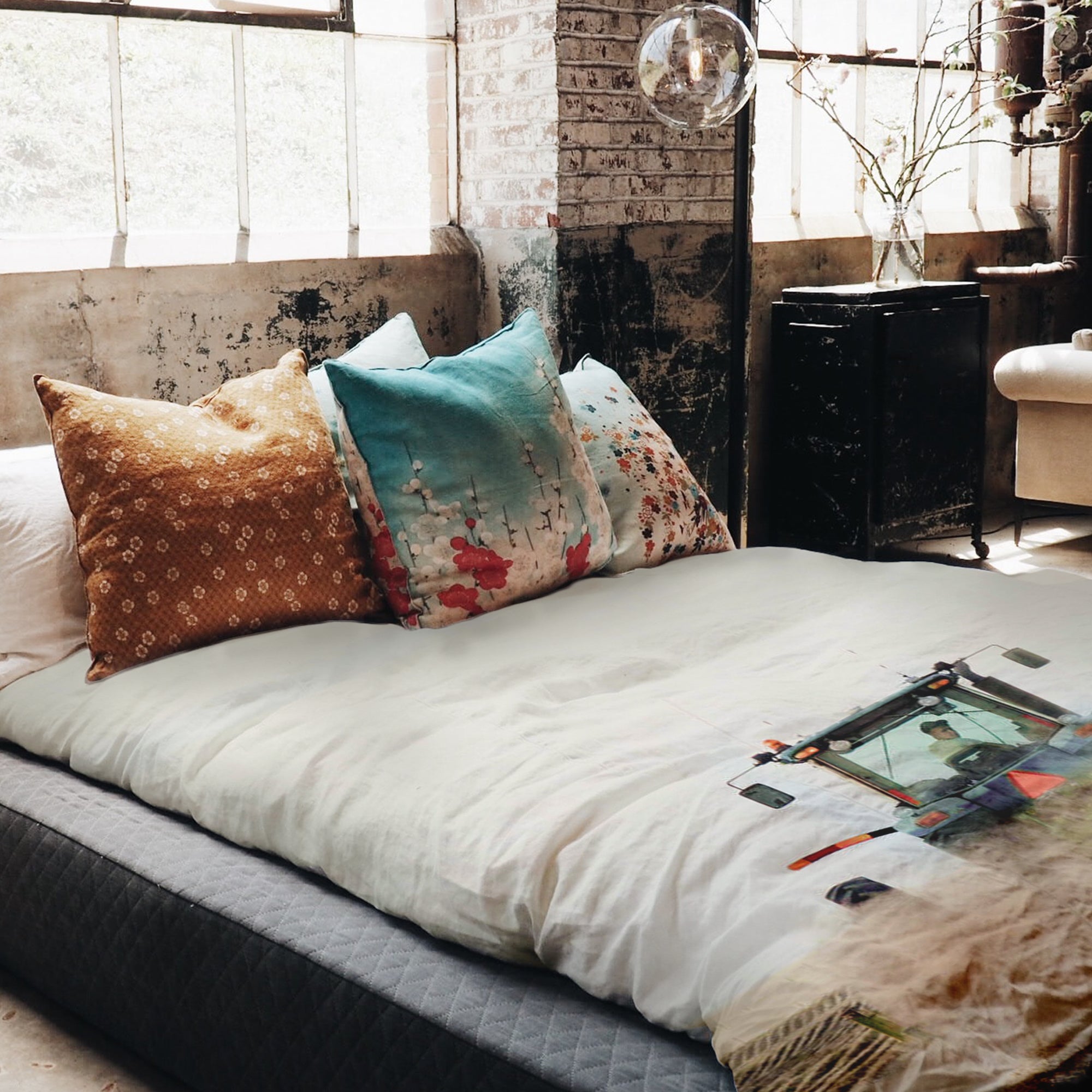 Original Therapiedecke - Baumwoll Bettwäsche Set Traktor in Aktion