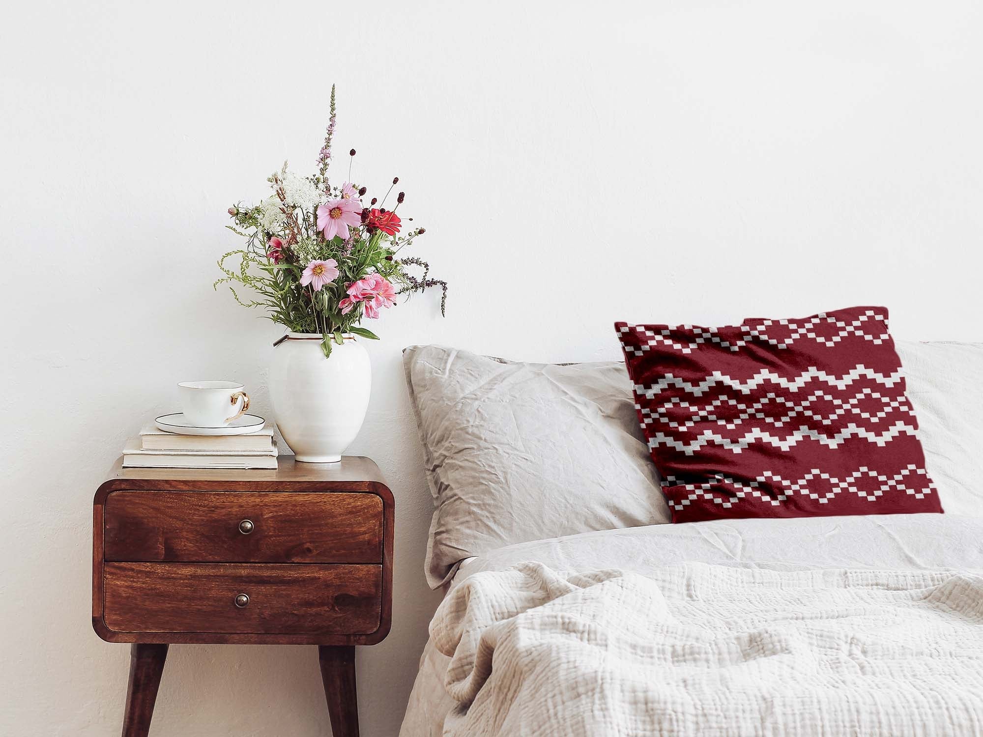 Gezondheidskussen met rood kerstpatroon