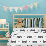 Originele therapiedeken - katoenen hoes wit met kattenmasker