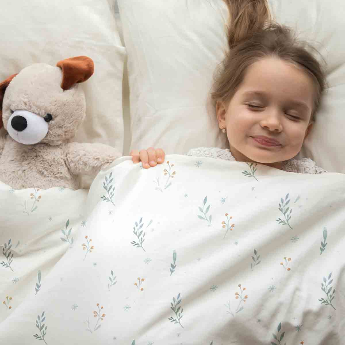 Therapiedecken beddengoed set wit met lentebloemen