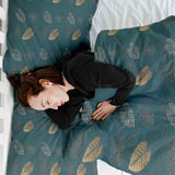 Therapiedekens beddengoed set groen met gouden blad