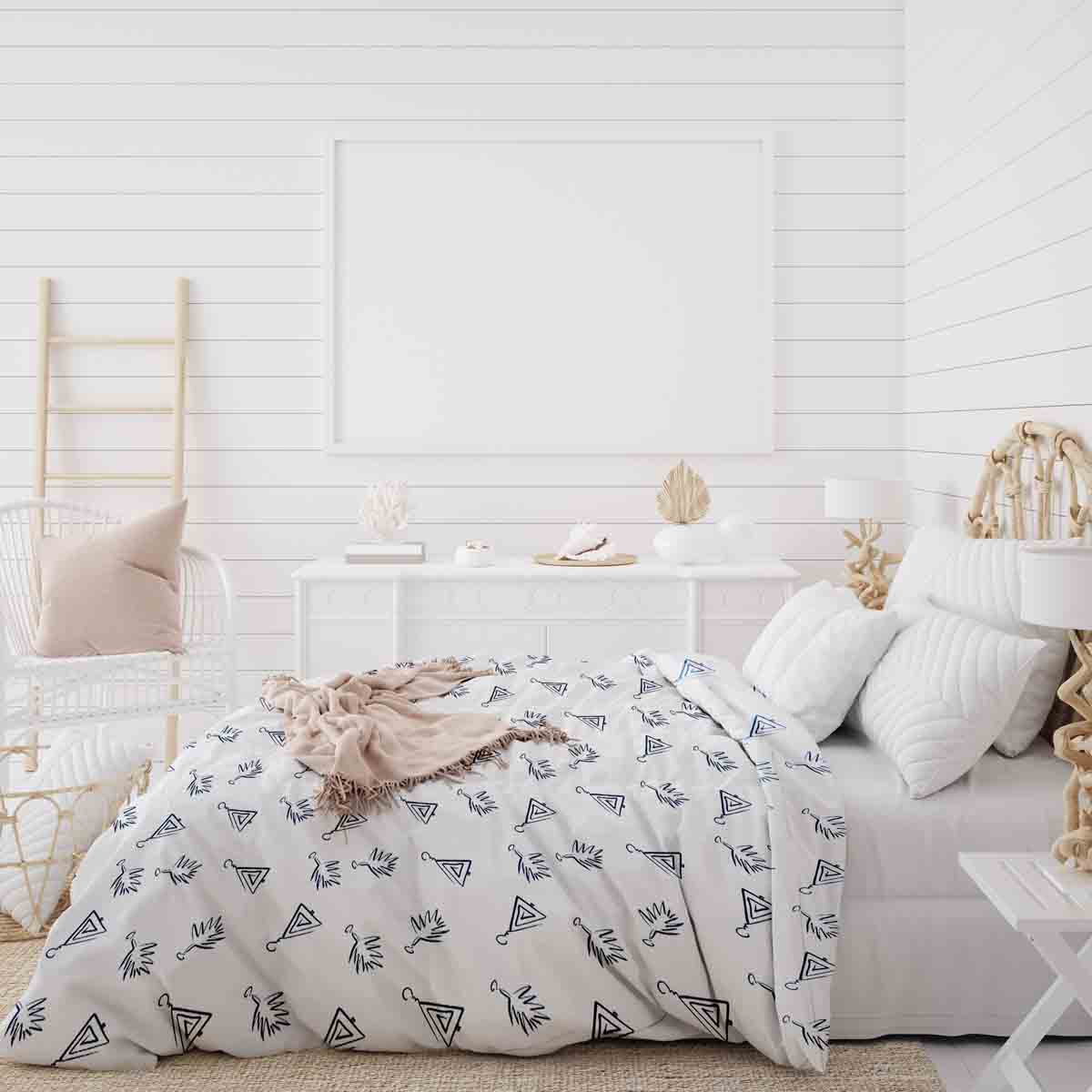 Original Therapiedecke - Baumwollbezug Weiß mit Boho Ohrringen