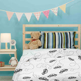 Originele therapiedeken - katoenen hoes met zwarte auto's