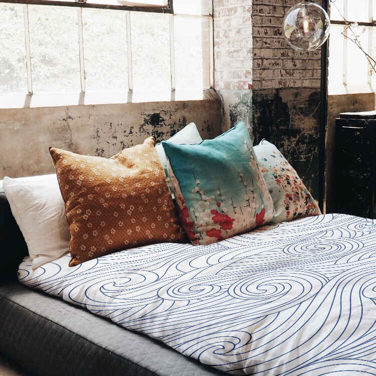 Therapiedekens beddengoed set blauwe golven