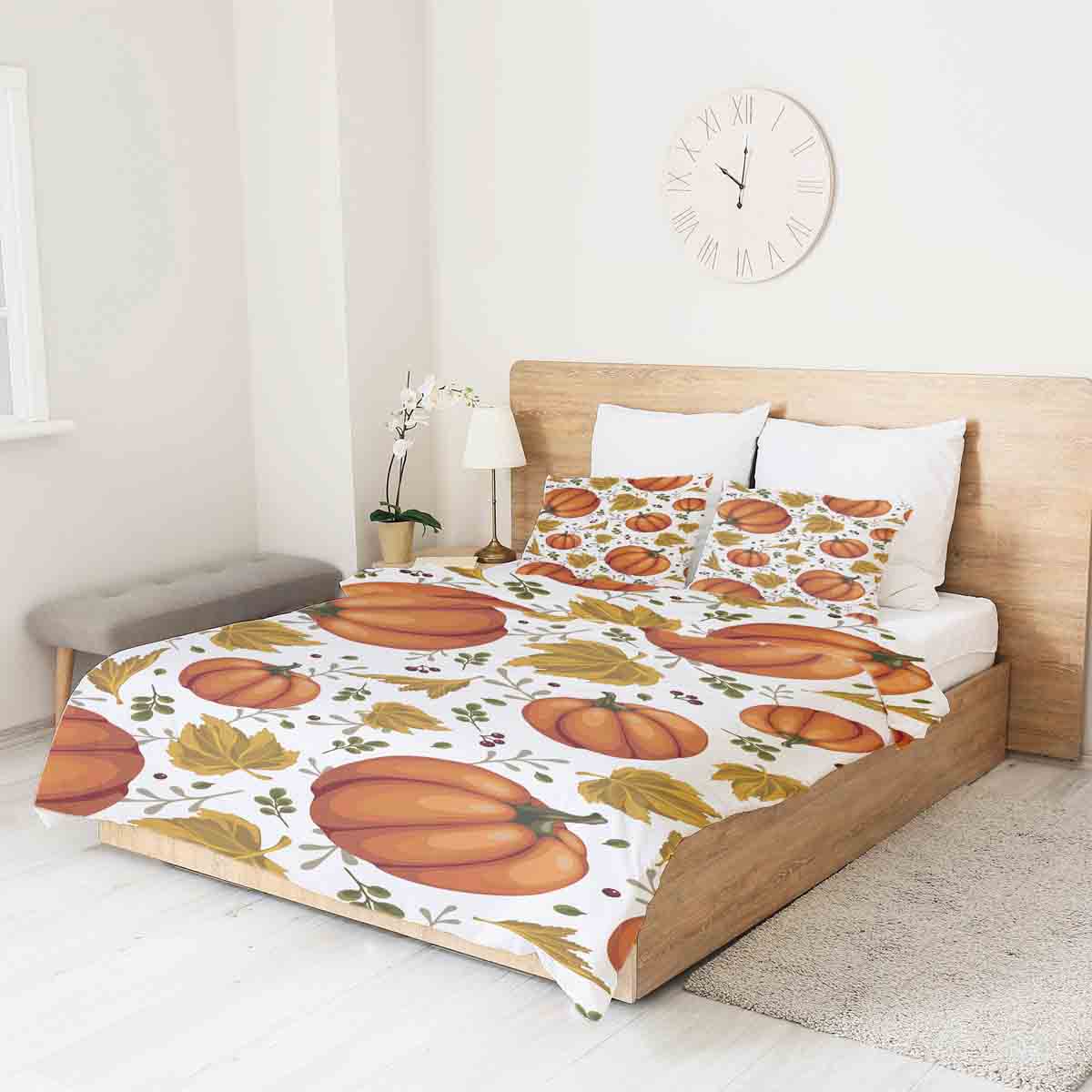 Original Therapiedecke - Baumwollbezug Weiß mit großen Kürbissen