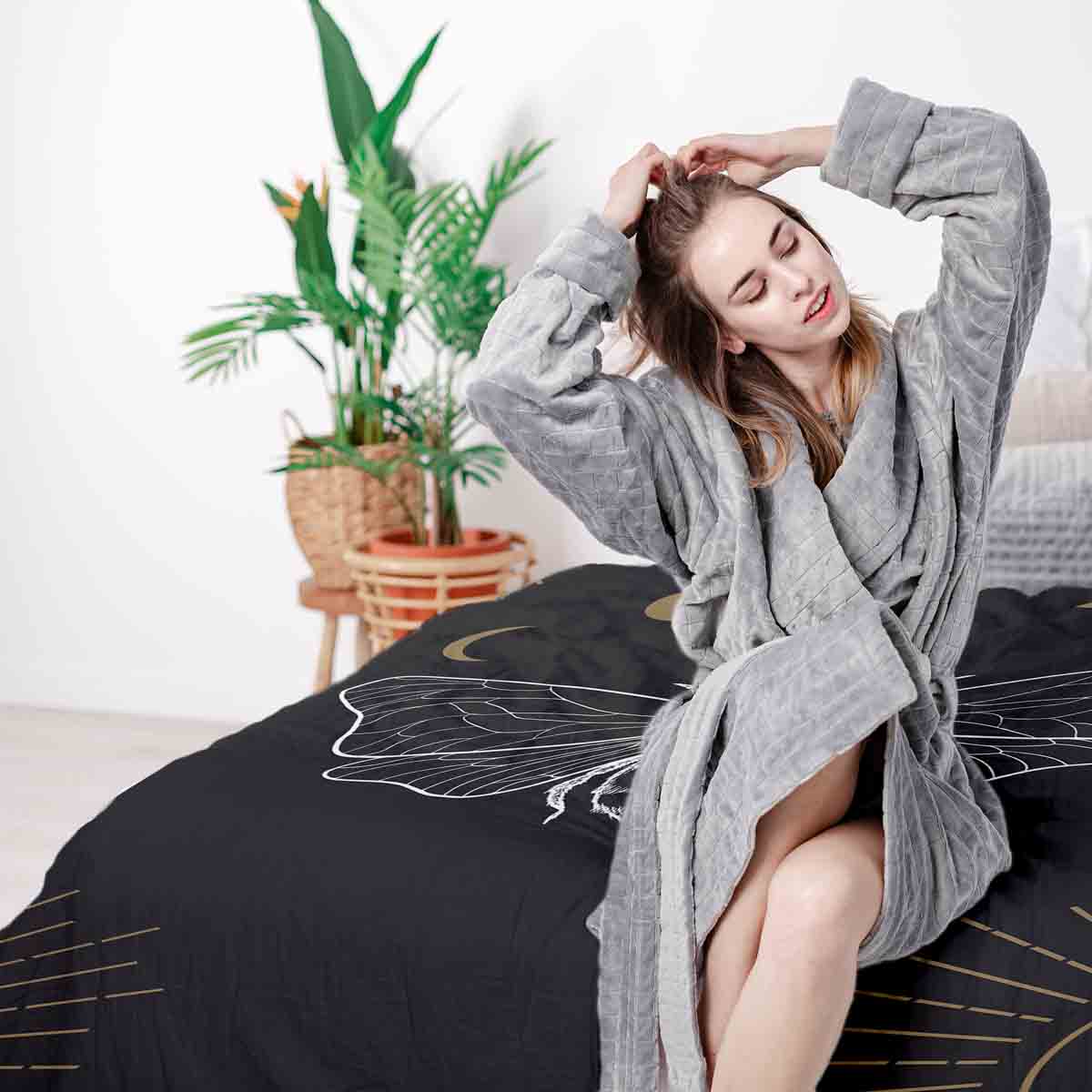 Therapiedekens Beddengoed Set Zwart met Motte