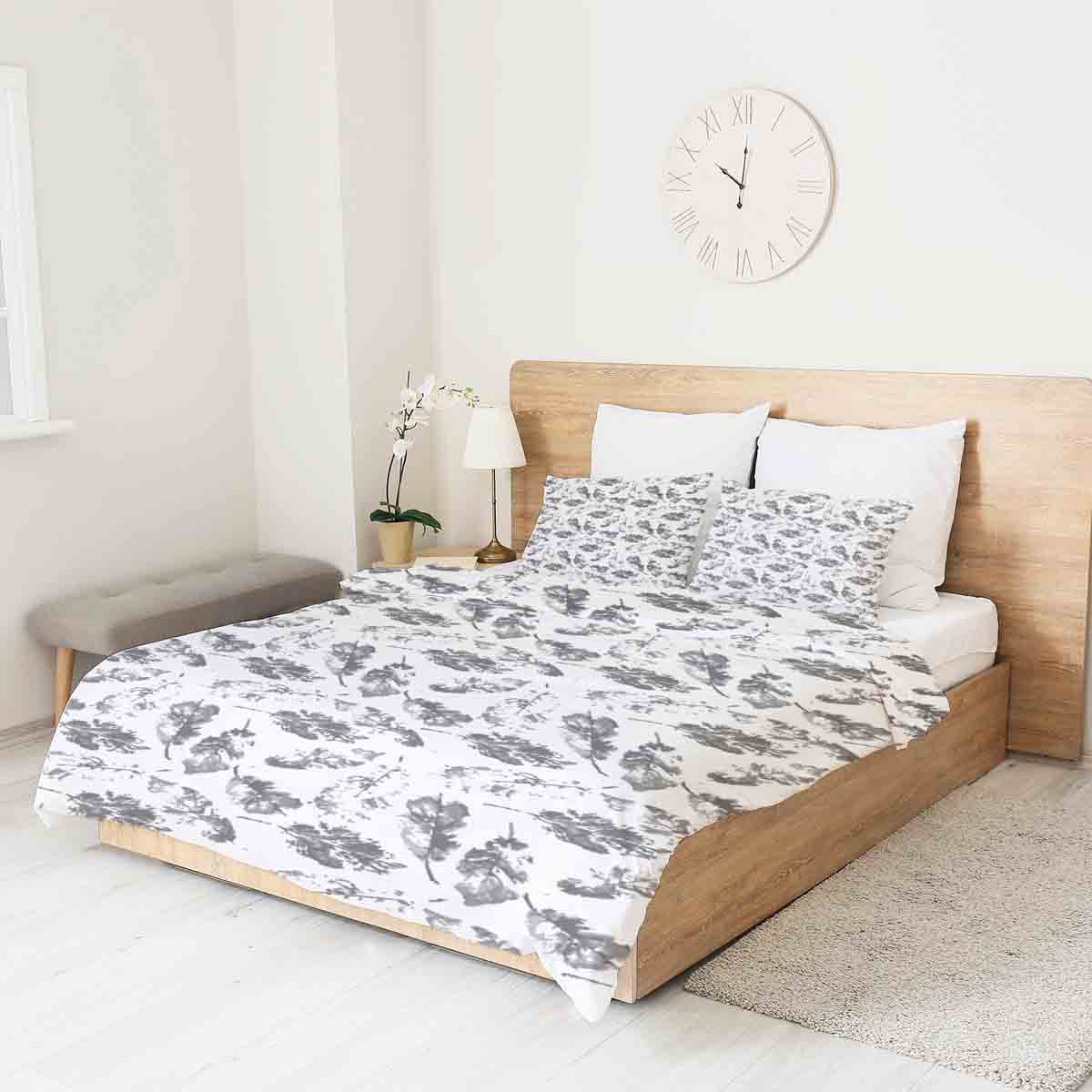 Originele therapiedeken - katoenen hoes wit met grijze bladeren