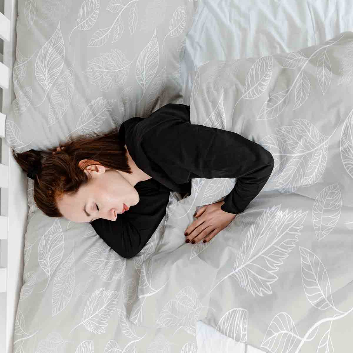 Original Therapiedecke - Baumwoll Bettwäsche Set Beige mit hellen Blättern