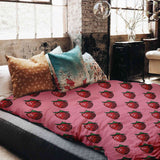 Therapiedekens beddengoedset roze met aardbeien
