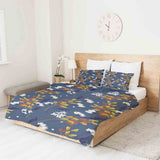 Originele therapiedeken - katoenen hoes blauw met boeket bloemen