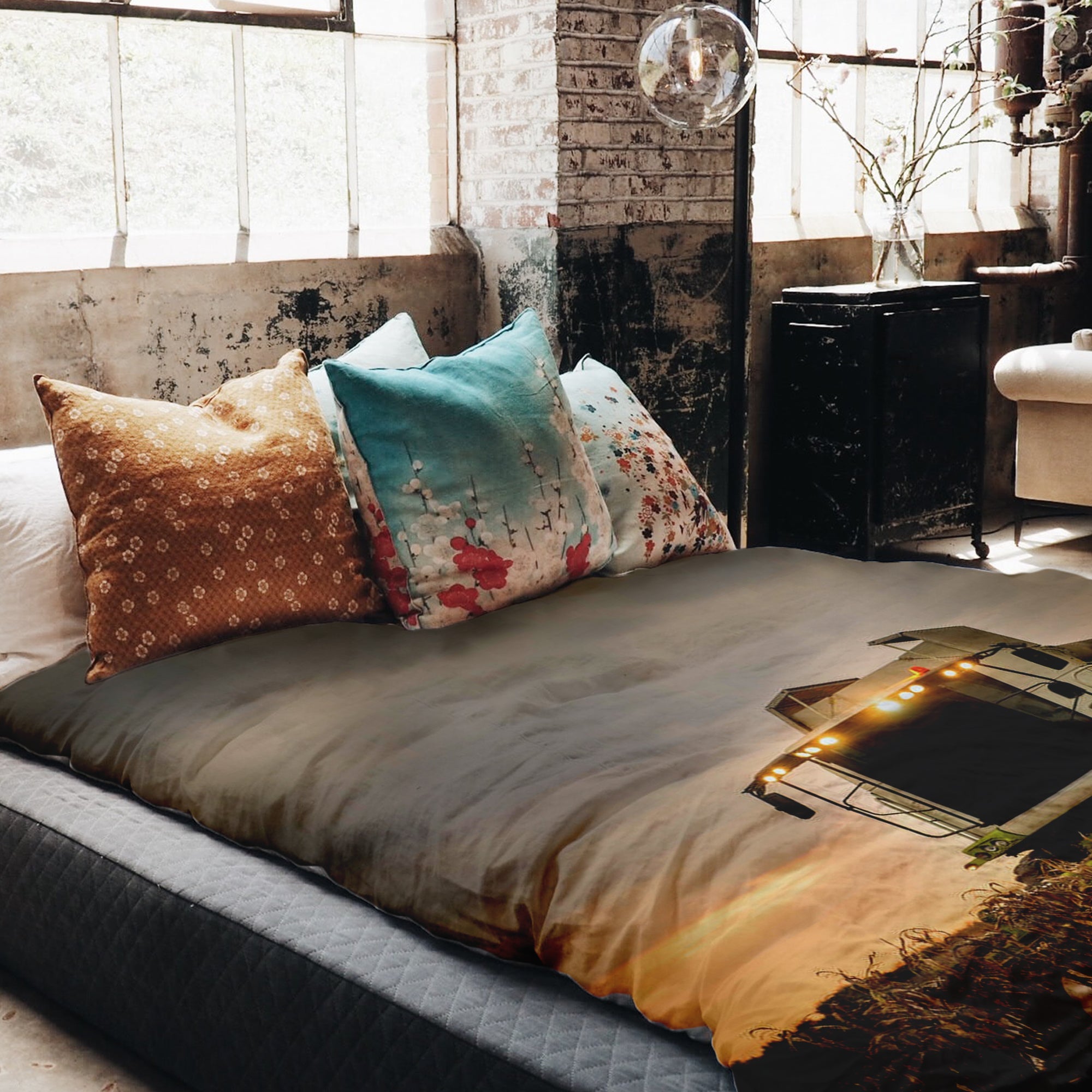 Original Therapiedecke - Baumwoll Bettwäsche Set Braun Dreschmaschine