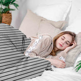 Therapiedekens beddengoed set wit met zwarte strepen