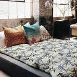 Originele therapiedeken - katoenen hoes bladpatroon beige