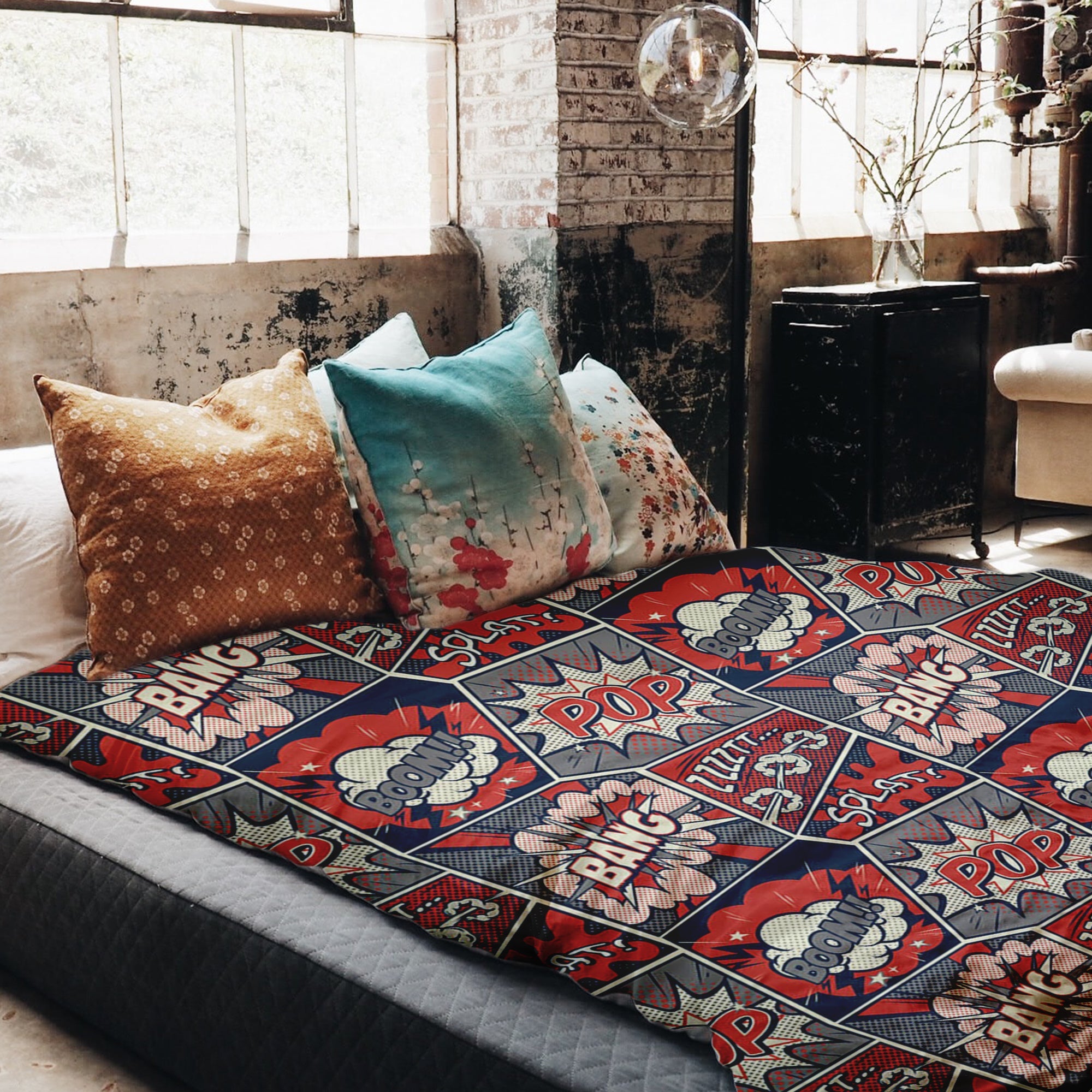 Original Therapiedecke - Baumwoll Bettwäsche Set Rot mit Comic