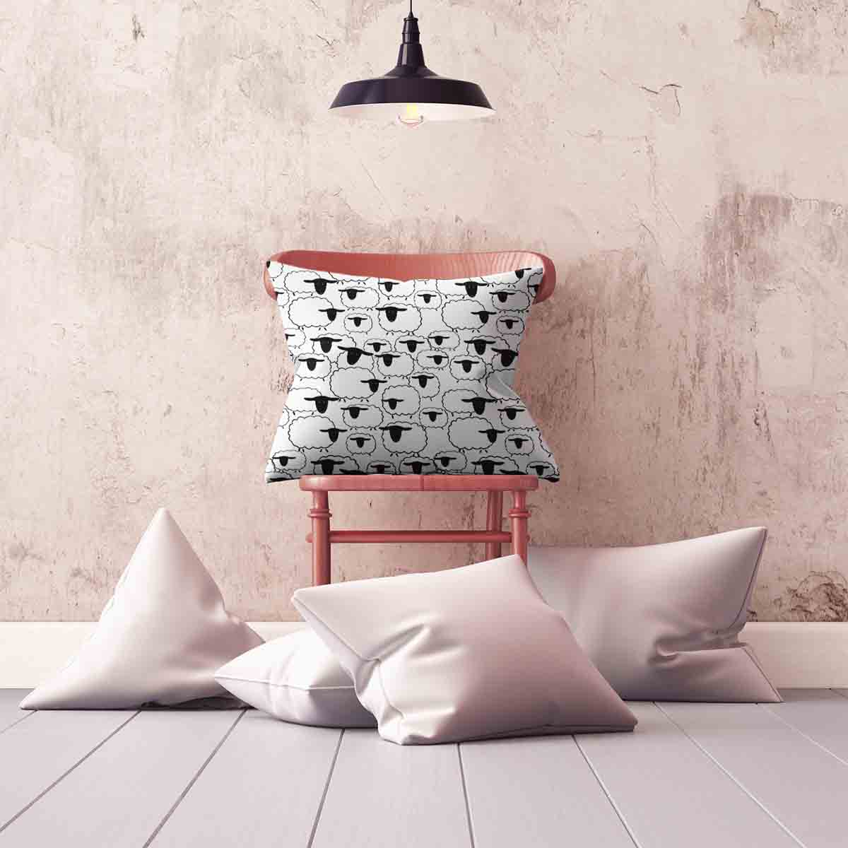 Gezondheidskussen wit met schapen