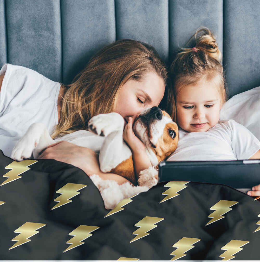 Original Therapiedecke - Baumwoll Bettwäsche Set Schwarz mit Harry Blitz