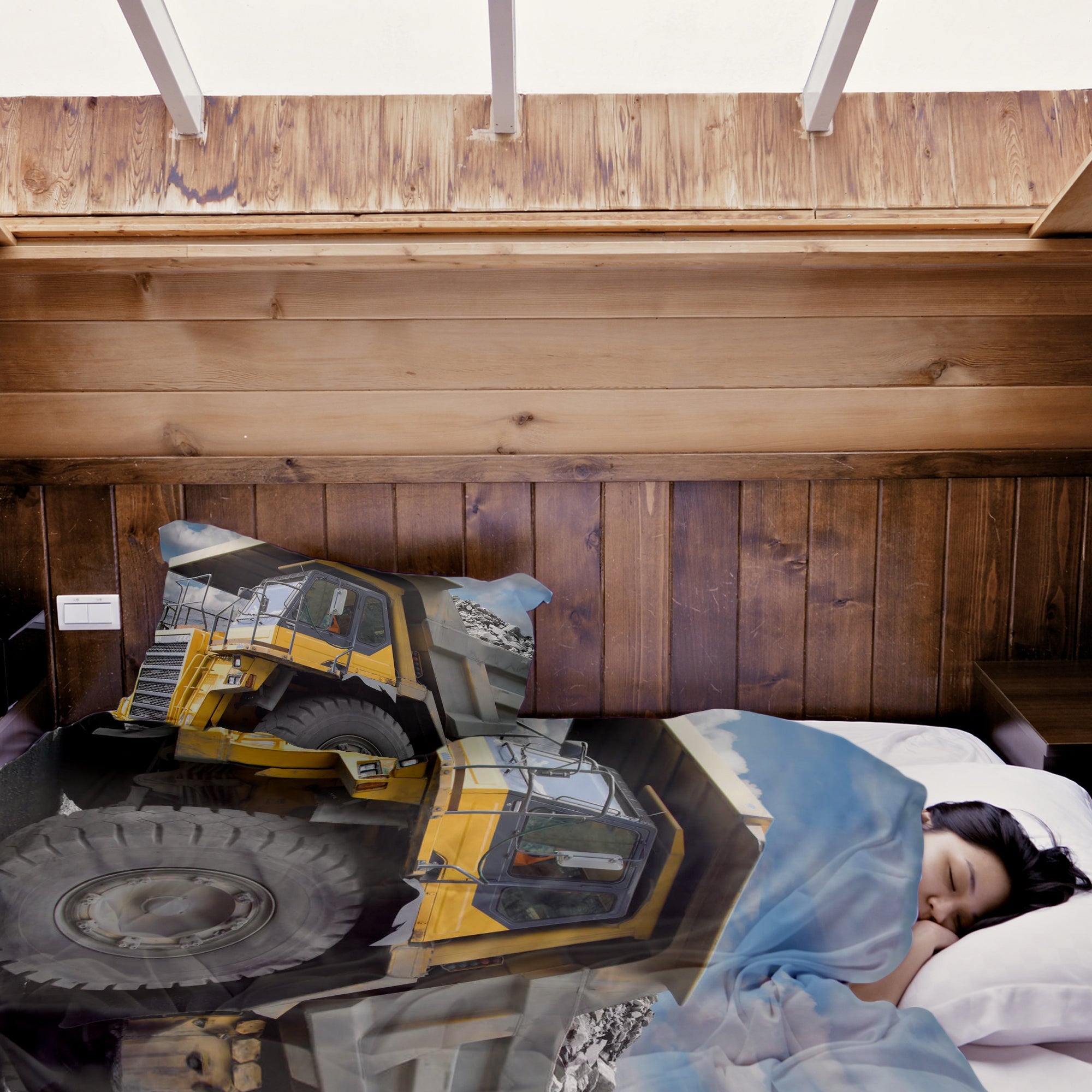 Originele therapiedeken - katoenen hoes gele vrachtwagen