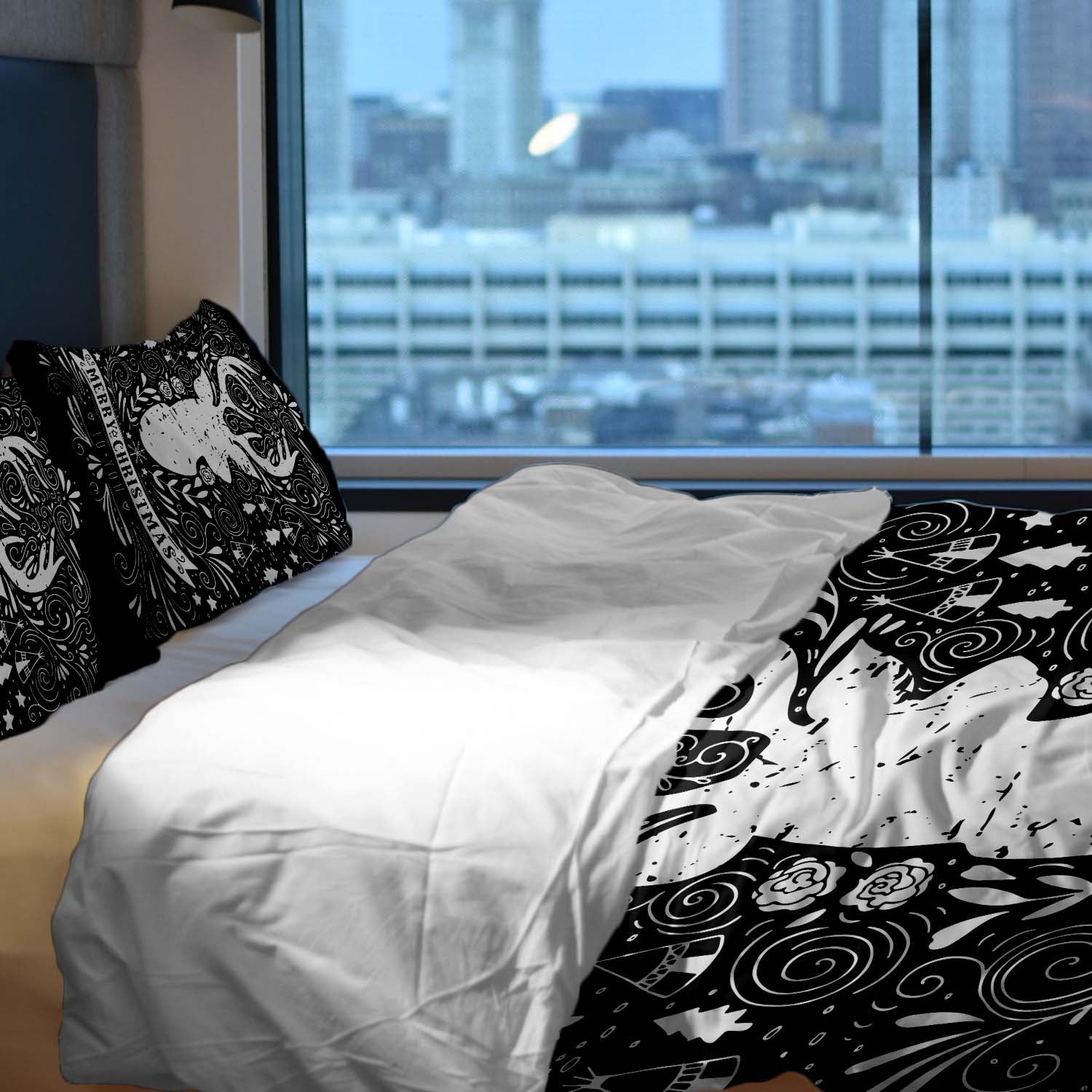 Therapiedekens Beddengoed Set Zwart Vrolijk Kerstfeest