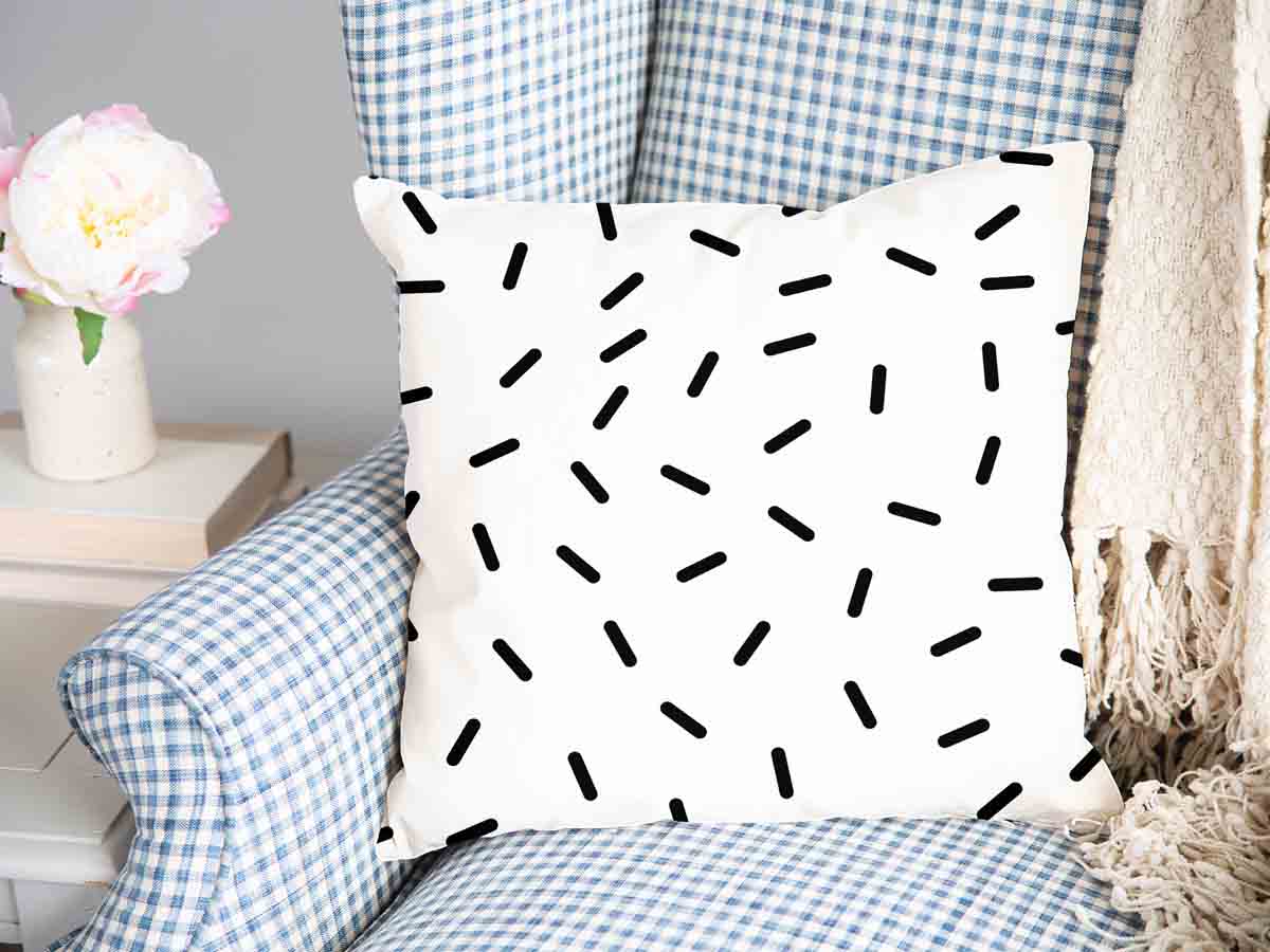 Gesundheitskissen Weiß mit schwarzen Strichen