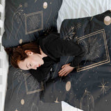 Therapiedecken Bettwäschen Set Schwarz mit Sonne, Mond und Sterne