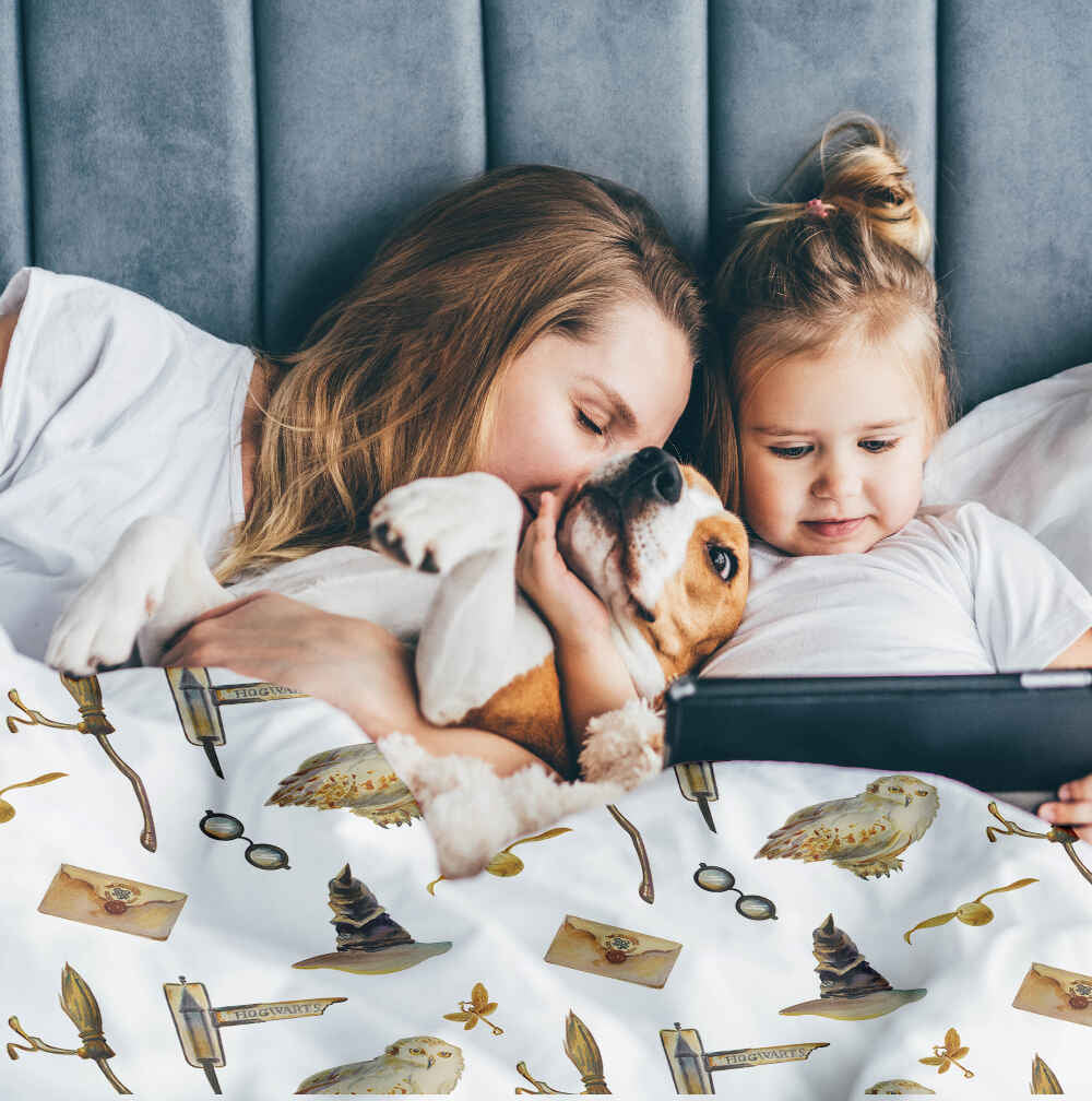 Originele therapiedeken - katoenen hoes wit met uilen