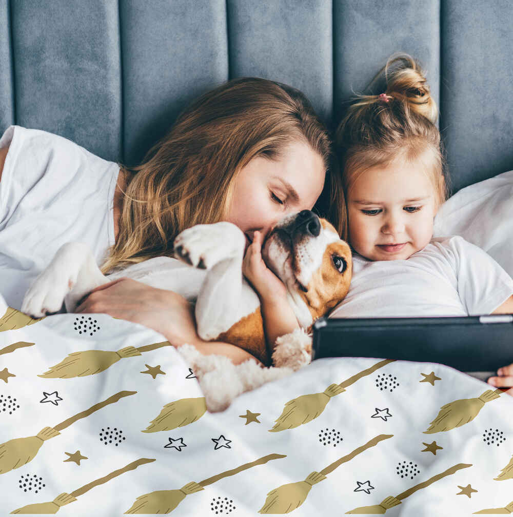 Therapiedekens beddengoed set wit met Harry's bezem